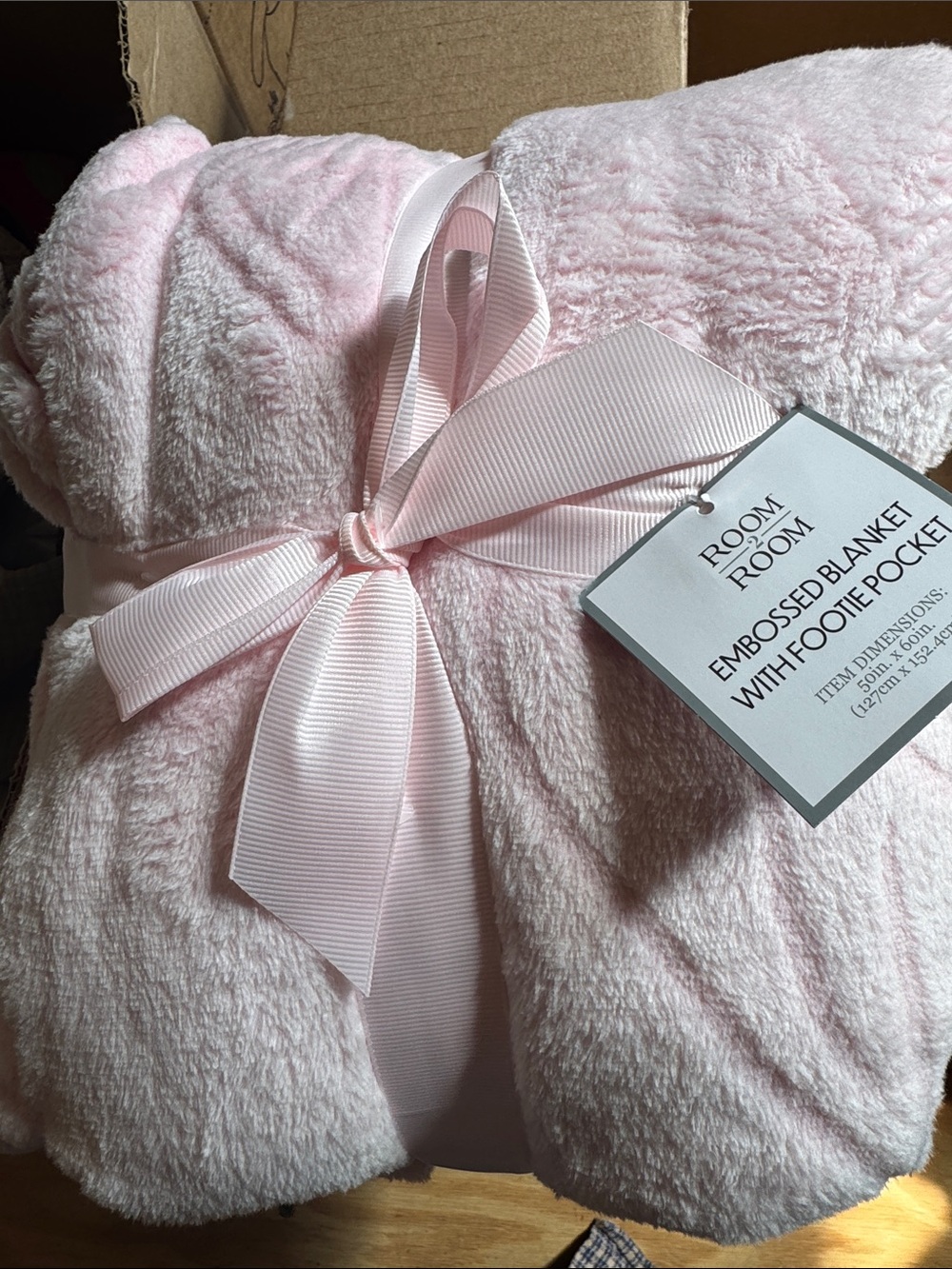 Pink Embossed Plush Throw Blanket